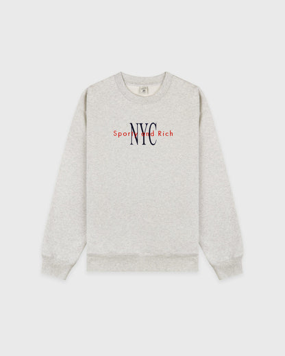 Sporty & Rich NY Minute Crewneck - Heather Gray/Navy