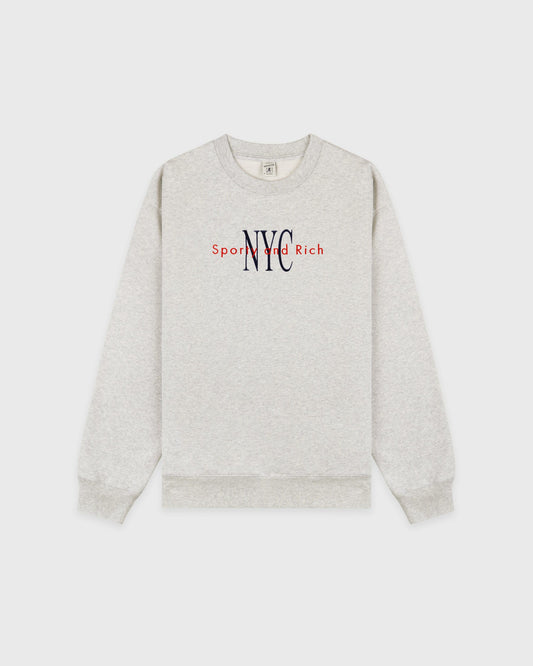 Sporty & Rich NY Minute Crewneck - Heather Gray/Navy
