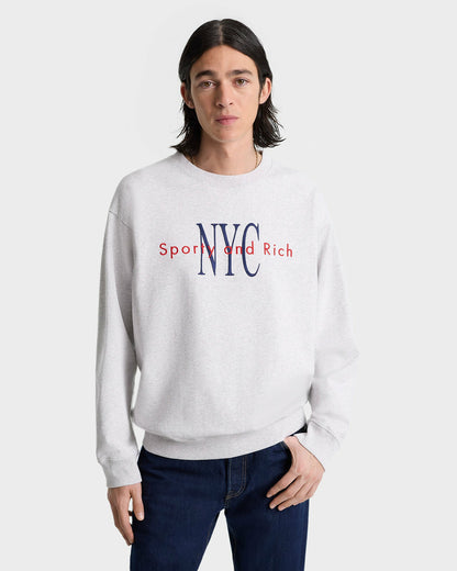 Sporty & Rich NY Minute Crewneck - Heather Gray/Navy