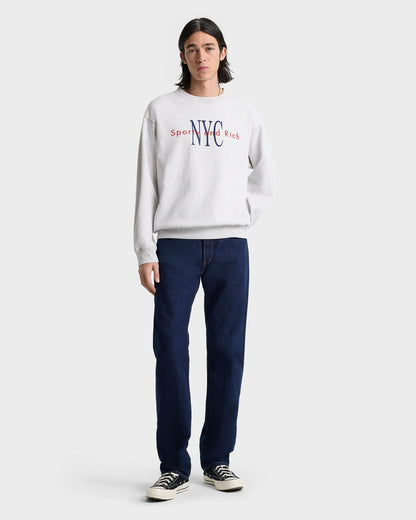Sporty & Rich NY Minute Crewneck - Heather Gray/Navy