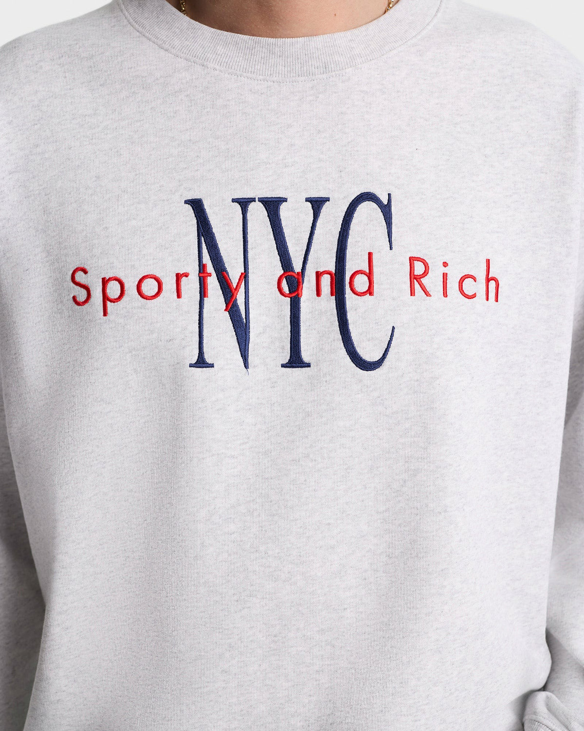 Sporty & Rich NY Minute Crewneck - Heather Gray/Navy