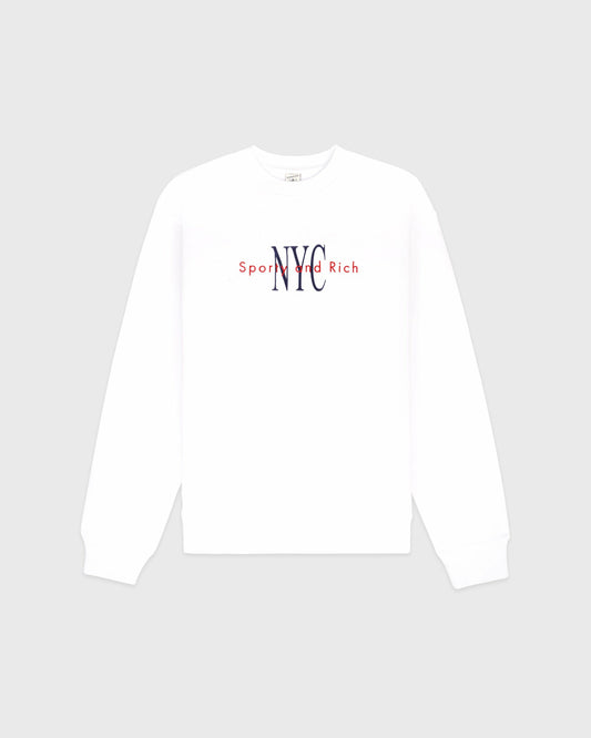 Sporty & Rich NY Minute Crewneck - White/Navy