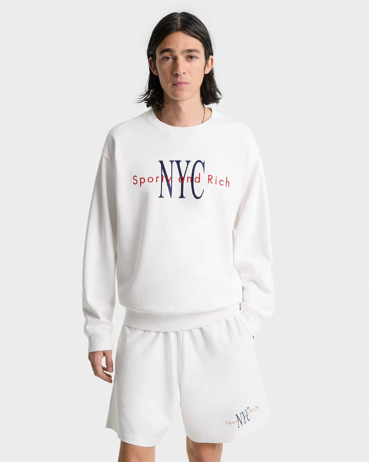 Sporty & Rich NY Minute Crewneck - White/Navy