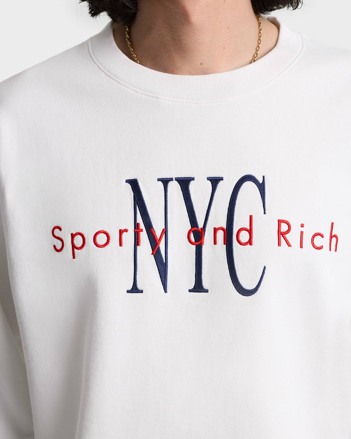 Sporty & Rich NY Minute Crewneck - White/Navy
