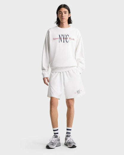 Sporty & Rich NY Minute Crewneck - White/Navy