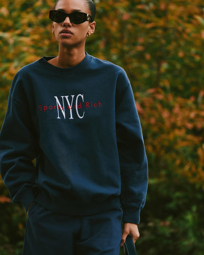 Sporty & Rich NY Minute Crewneck - Navy/White