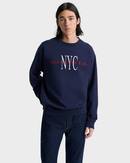 Sporty & Rich NY Minute Crewneck - Navy/White