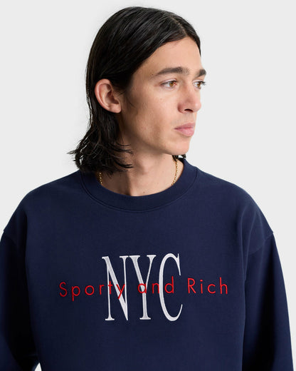 Sporty & Rich NY Minute Crewneck - Navy/White