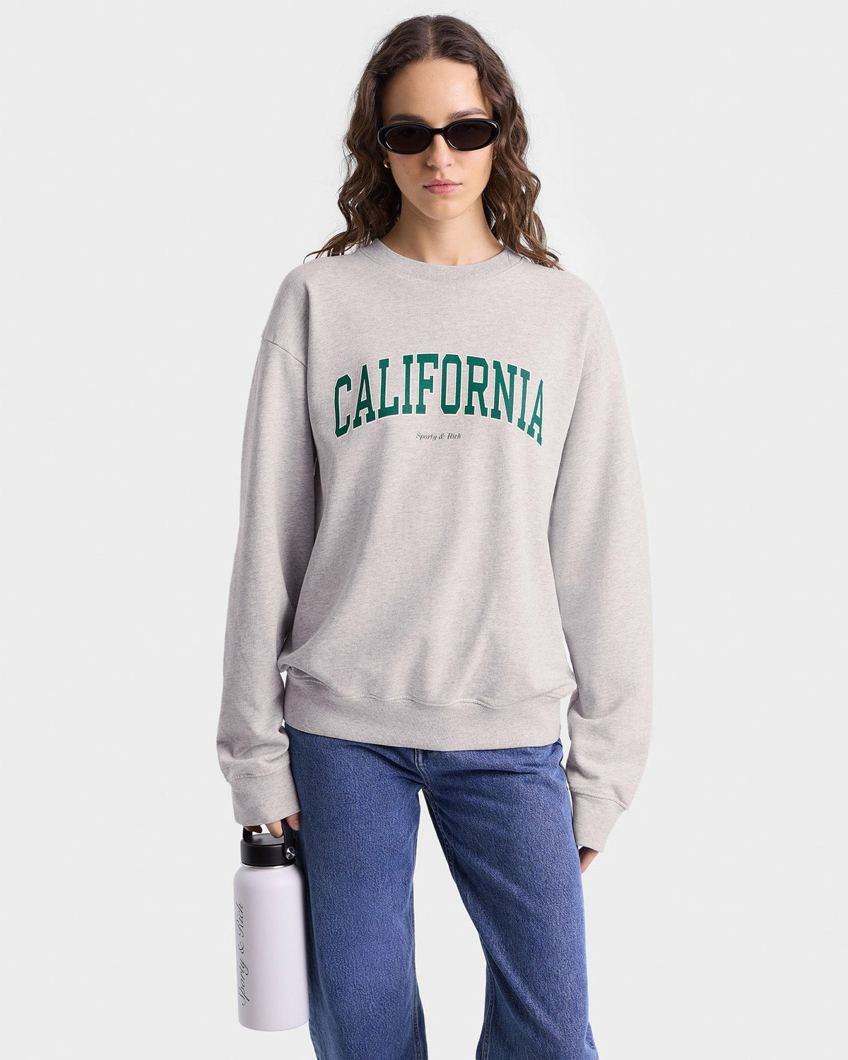 Sporty & Rich California Crewneck - Heather Gray/Alpine