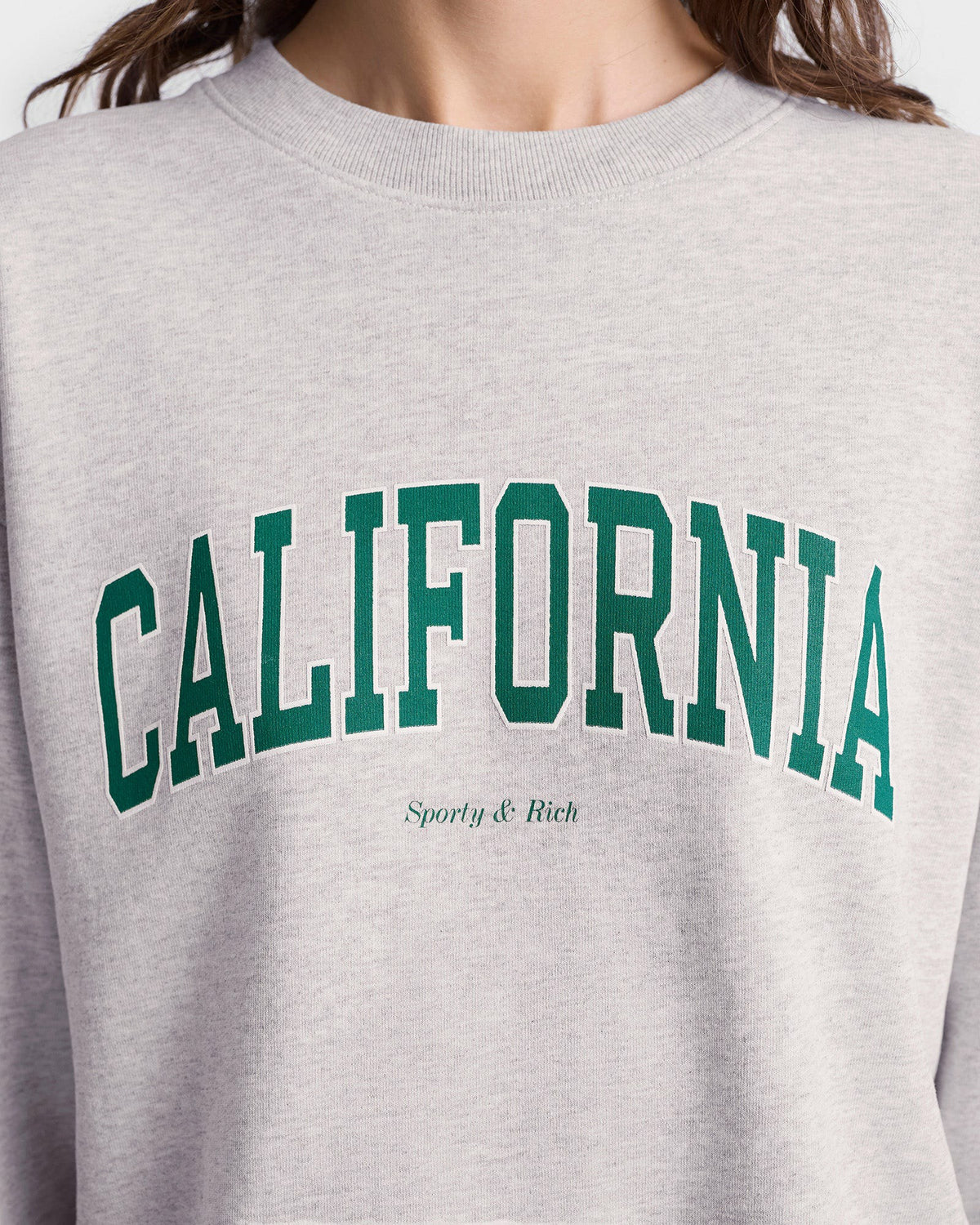 Sporty & Rich California Crewneck - Heather Gray/Alpine