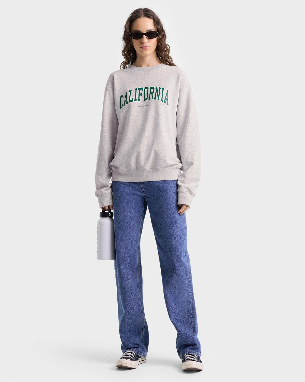 Sporty & Rich California Crewneck - Heather Gray/Alpine