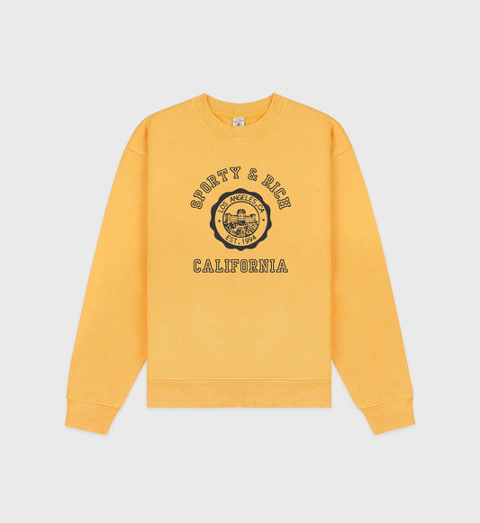 Sporty & Rich California Emblem Crewneck - Faded Gold