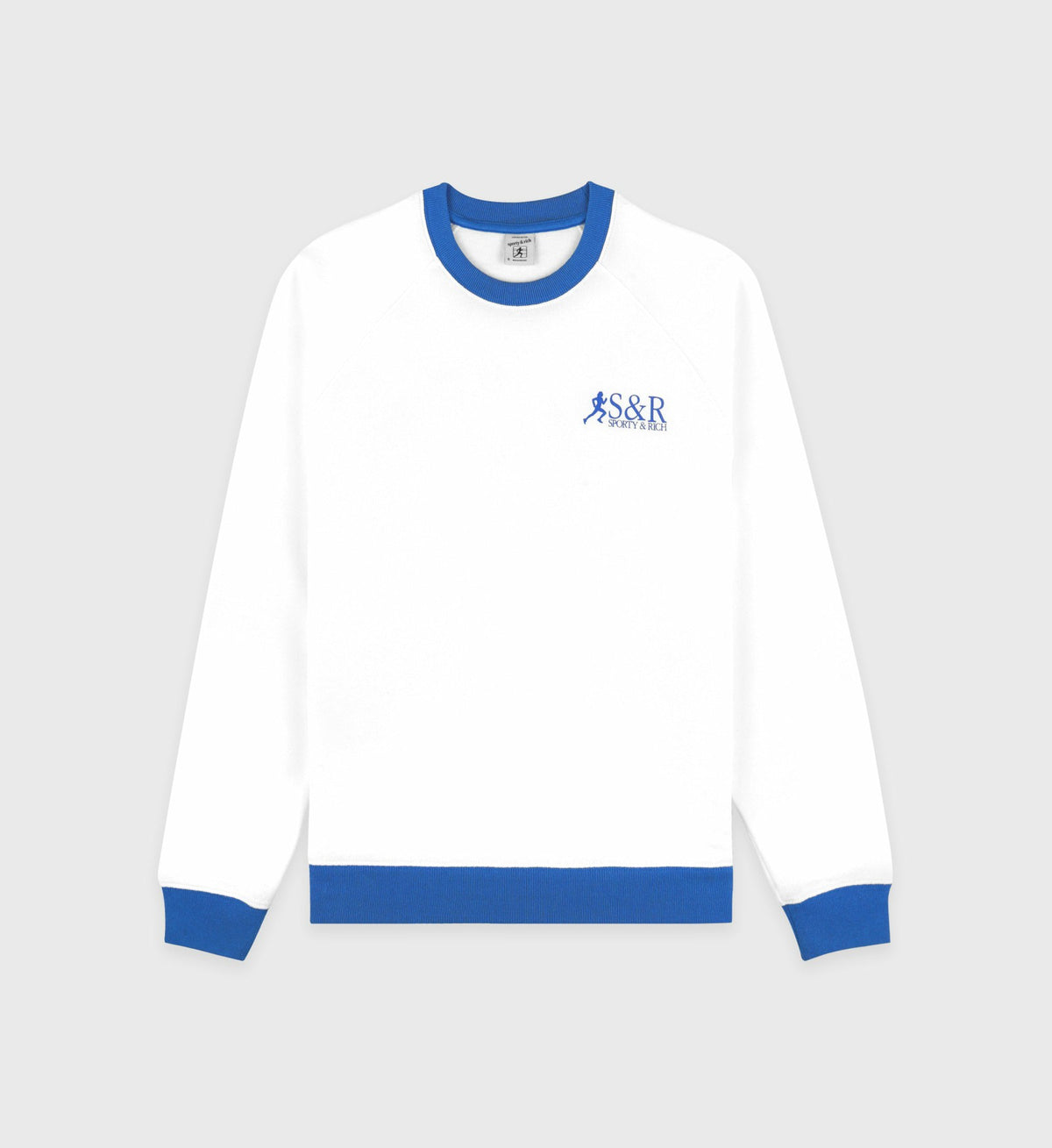 Sporty & Rich SR Runner Soft Crewneck - White/Team Blue