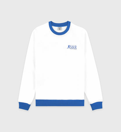 Sporty & Rich SR Runner Soft Crewneck - White/Team Blue