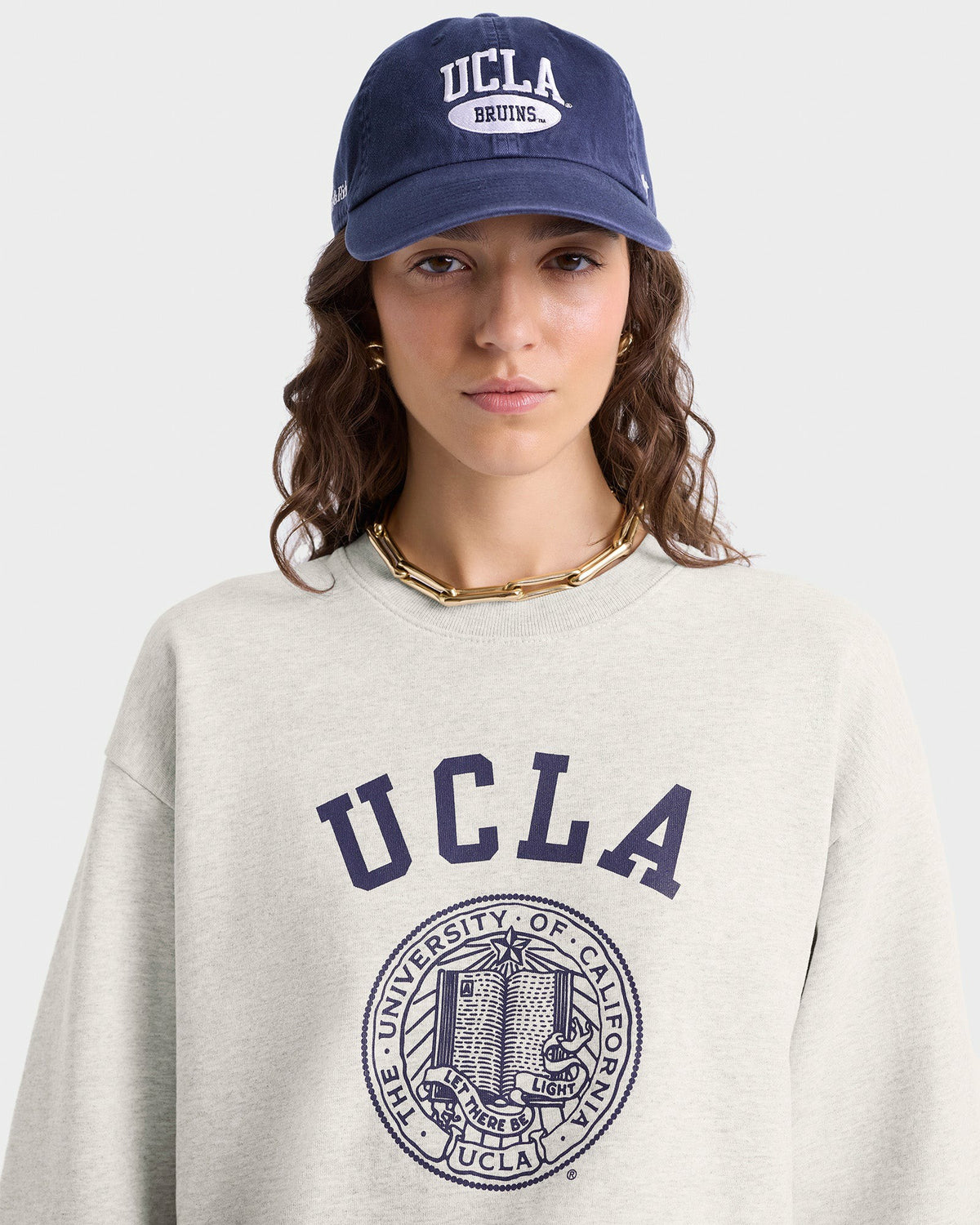 Sporty & Rich UCLA Crest Crewneck - Heather Gray/Navy
