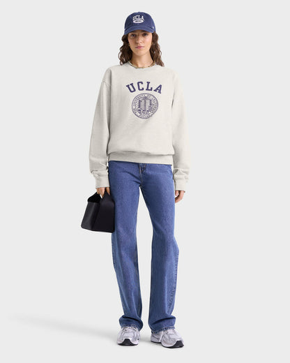 Sporty & Rich UCLA Crest Crewneck - Heather Gray/Navy