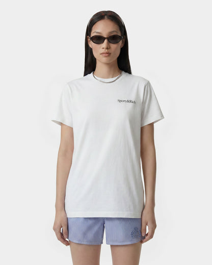 Sporty & Rich Drink More Water T-Shirt - White/Light Navy