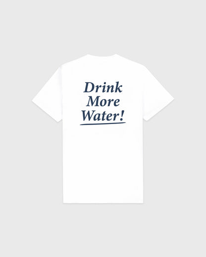 Sporty & Rich Drink More Water T-Shirt - White/Light Navy