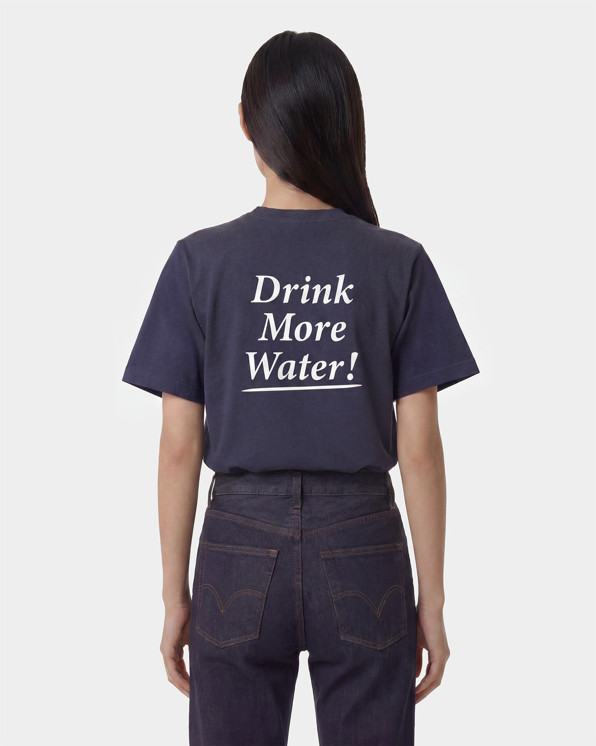 Sporty & Rich Drink More Water T-Shirt - Light Navy/White