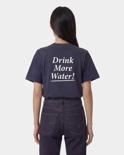 Sporty & Rich Drink More Water T-Shirt - Light Navy/White