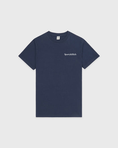 Sporty & Rich Drink More Water T-Shirt - Light Navy/White