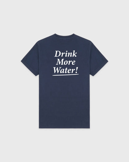 Sporty & Rich Drink More Water T-Shirt - Light Navy/White