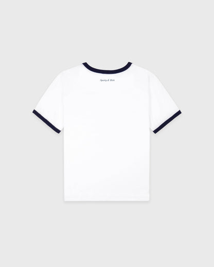 Sporty & Rich Be Nice Soft Ringer Tee - White/Light Navy