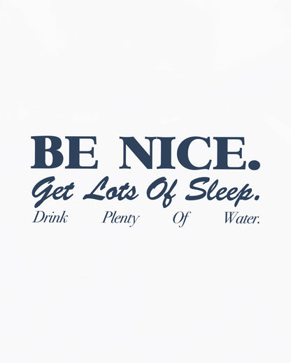 Sporty & Rich Be Nice Soft Ringer Tee - White/Light Navy