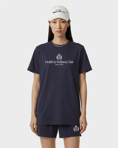 Sporty & Rich H&W Crest T-Shirt - Light Navy/White
