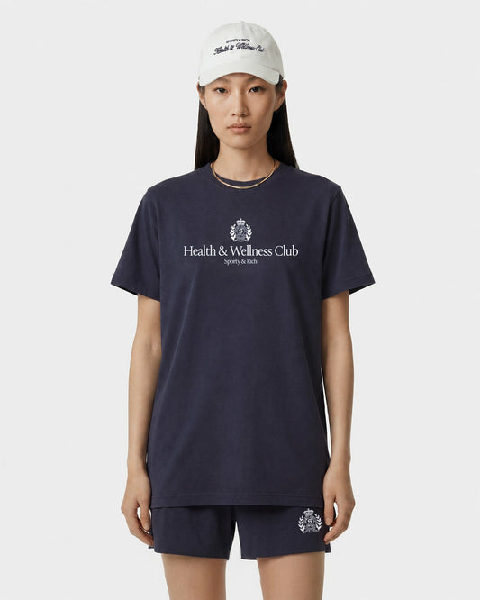Sporty & Rich H&W Crest T-Shirt - Light Navy/White