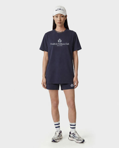 Sporty & Rich H&W Crest T-Shirt - Light Navy/White