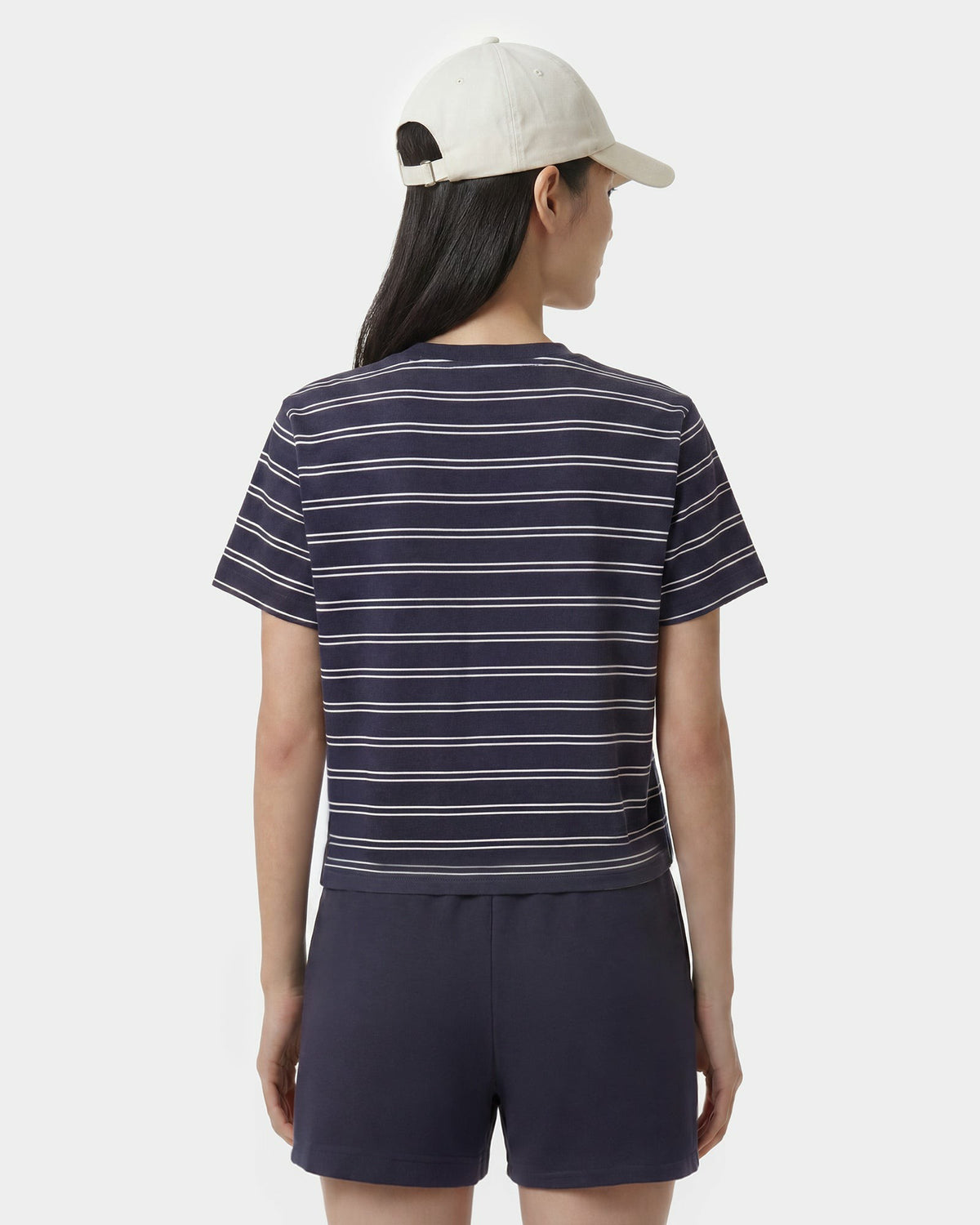 Sporty & Rich NY Crest T-Shirt - Light Navy Striped/Light Navy
