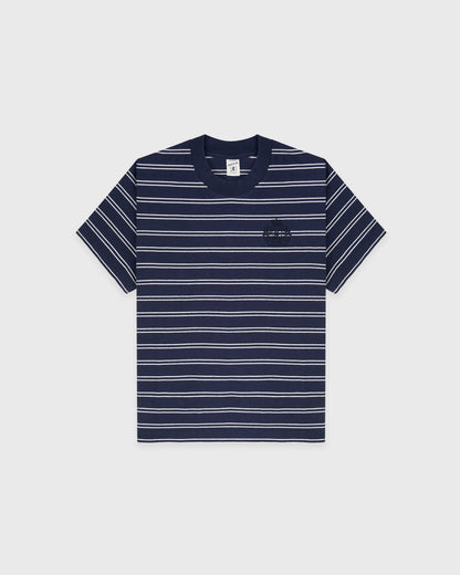Sporty & Rich NY Crest T-Shirt - Light Navy Striped/Light Navy