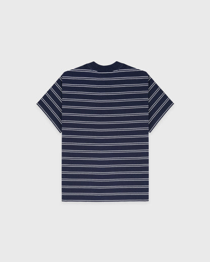 Sporty & Rich NY Crest T-Shirt - Light Navy Striped/Light Navy