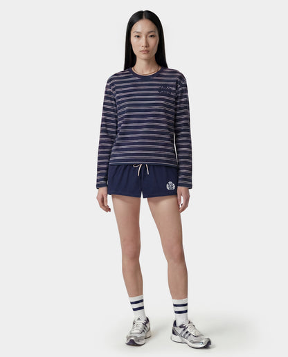 Sporty & Rich NY Crest Easy Longsleeve - Light Navy Striped/Light Navy