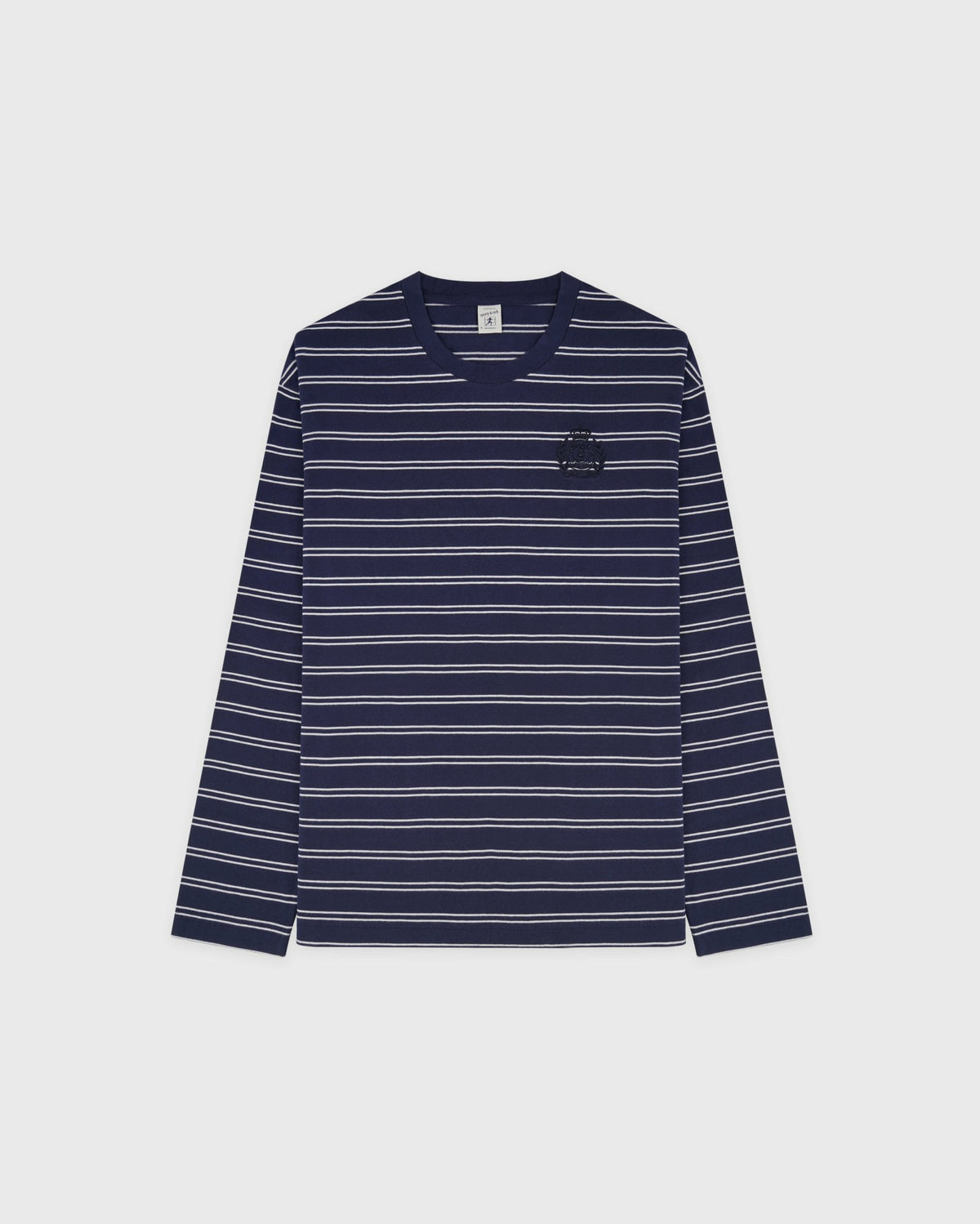 Sporty & Rich NY Crest Easy Longsleeve - Light Navy Striped/Light Navy