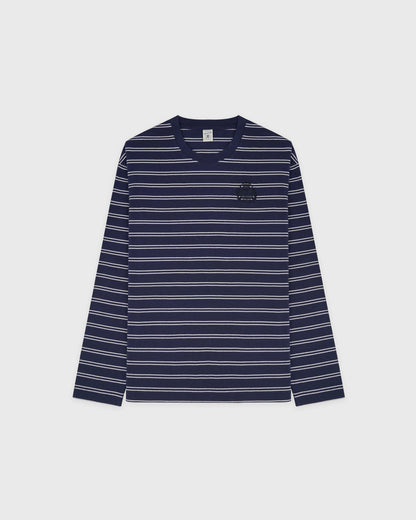 Sporty & Rich NY Crest Easy Longsleeve - Light Navy Striped/Light Navy