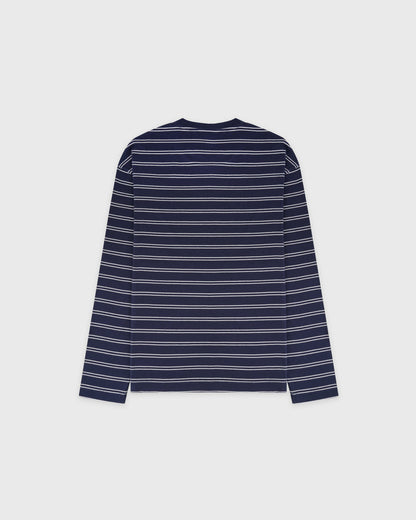 Sporty & Rich NY Crest Easy Longsleeve - Light Navy Striped/Light Navy