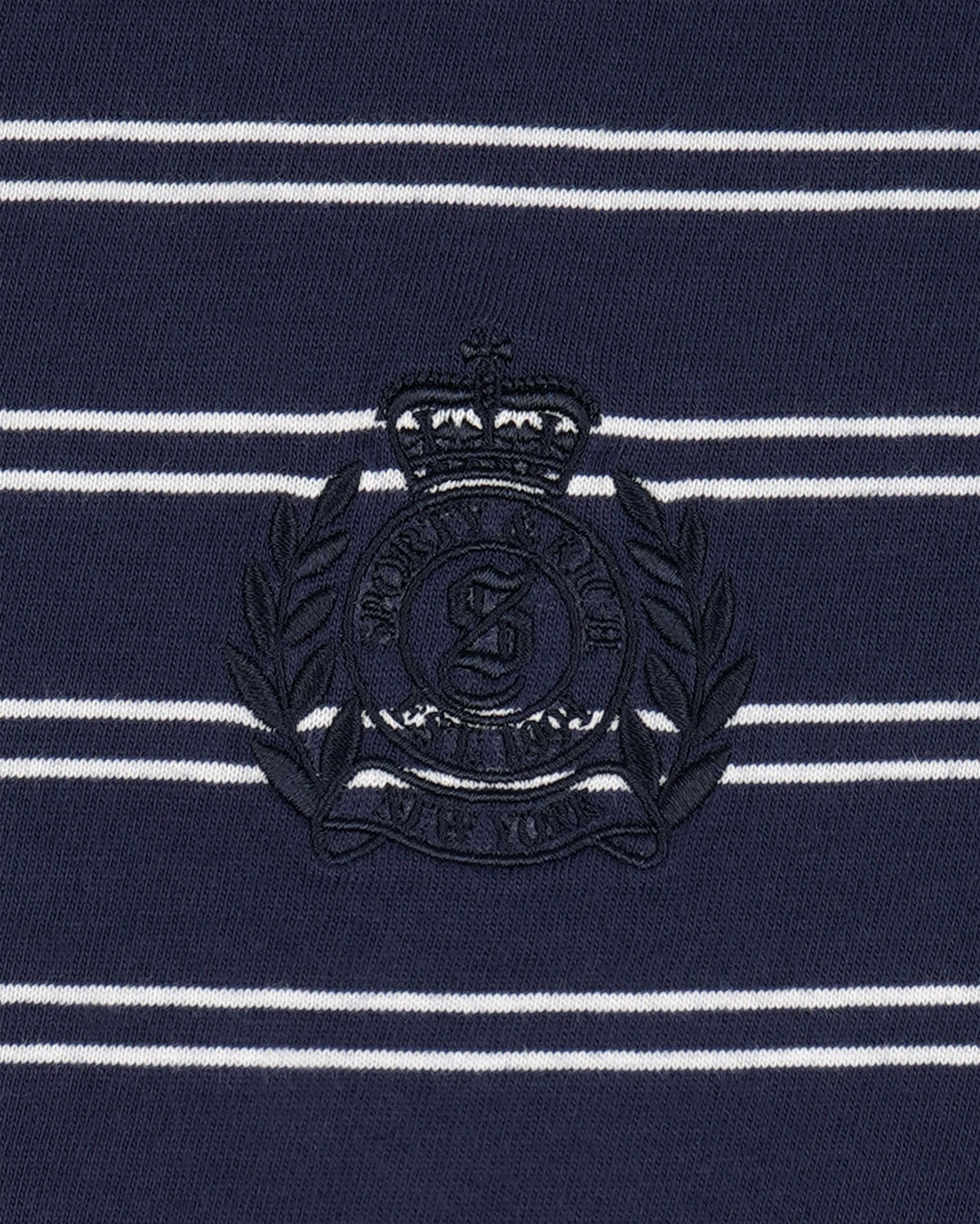Sporty & Rich NY Crest Easy Longsleeve - Light Navy Striped/Light Navy
