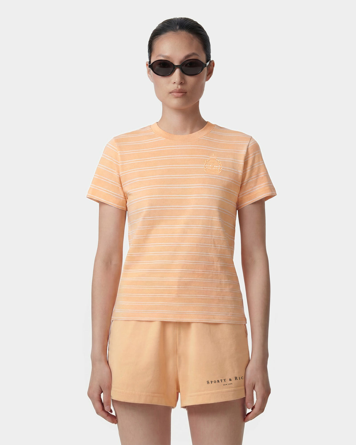 Sporty & Rich NY Crest T-Shirt - Limone Striped/Limone