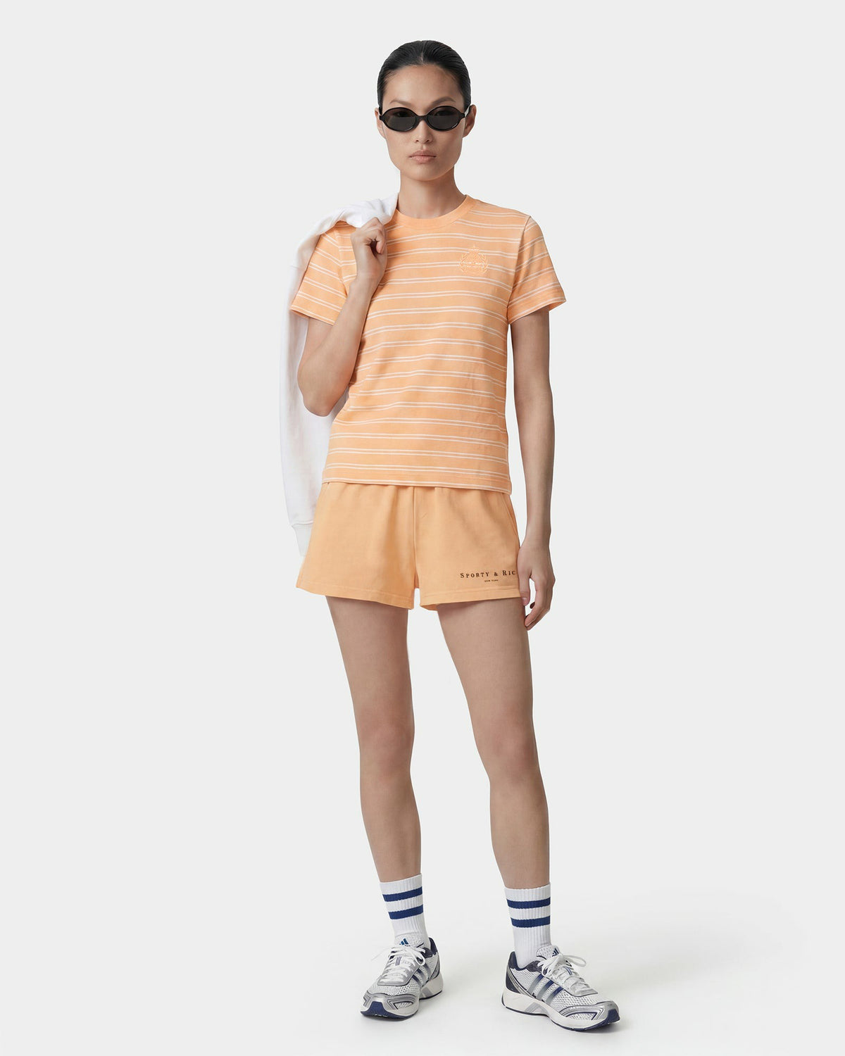 Sporty & Rich NY Crest T-Shirt - Limone Striped/Limone