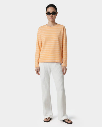Sporty & Rich NY Crest Easy Longsleeve - Limone Striped/Limone