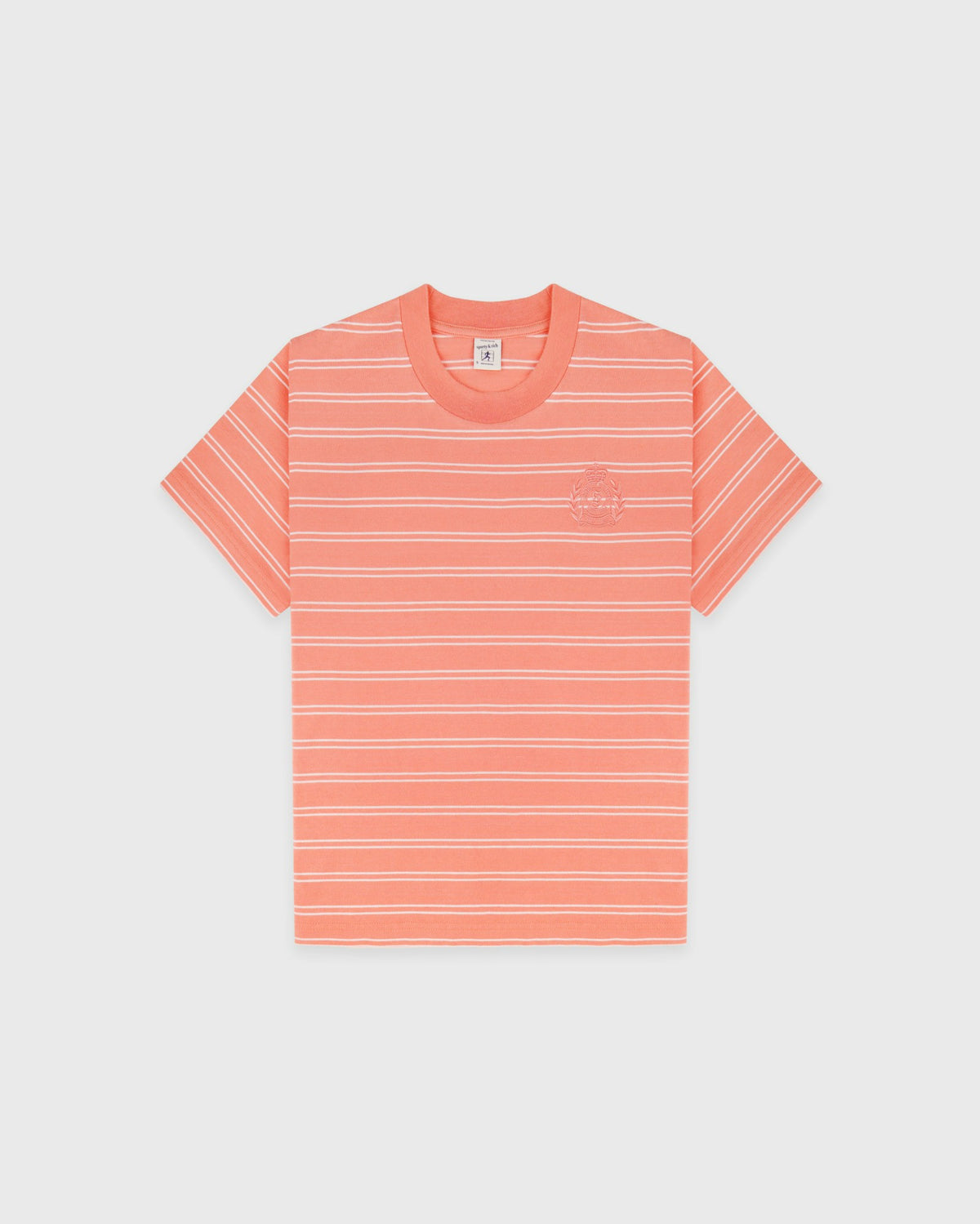 Sporty & Rich NY Crest T-Shirt - Flamingo Striped/Flamingo