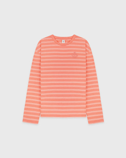 Sporty & Rich NY Crest Easy Longsleeve - Flamingo Striped/Flamingo