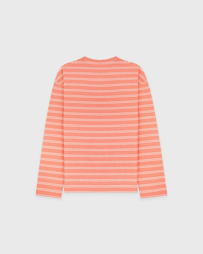 Sporty & Rich NY Crest Easy Longsleeve - Flamingo Striped/Flamingo