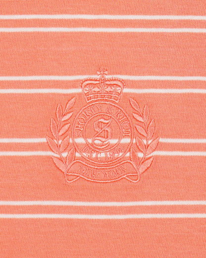 Sporty & Rich NY Crest Easy Longsleeve - Flamingo Striped/Flamingo