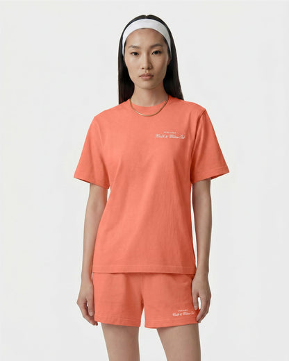 Sporty & Rich H&W Club T-Shirt - Flamingo/White