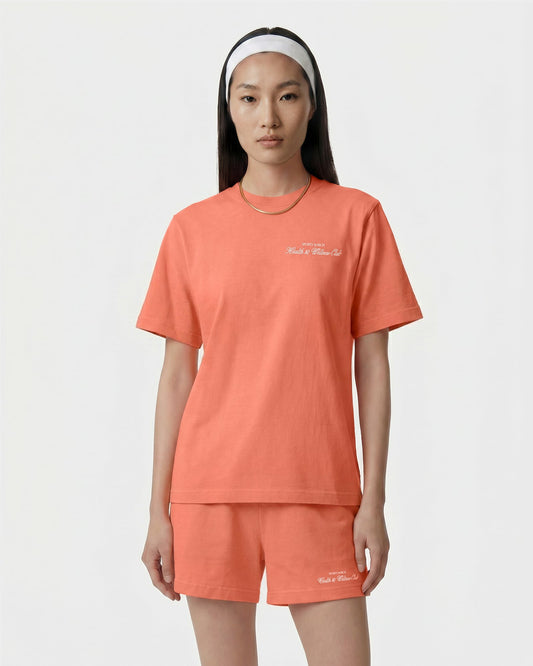 Sporty & Rich H&W Club T-Shirt - Flamingo/White