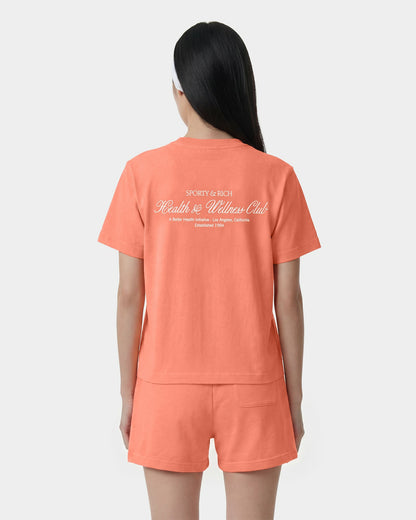 Sporty & Rich H&W Club T-Shirt - Flamingo/White