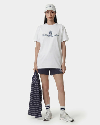 Sporty & Rich H&W Crest T-Shirt - White/Light Navy